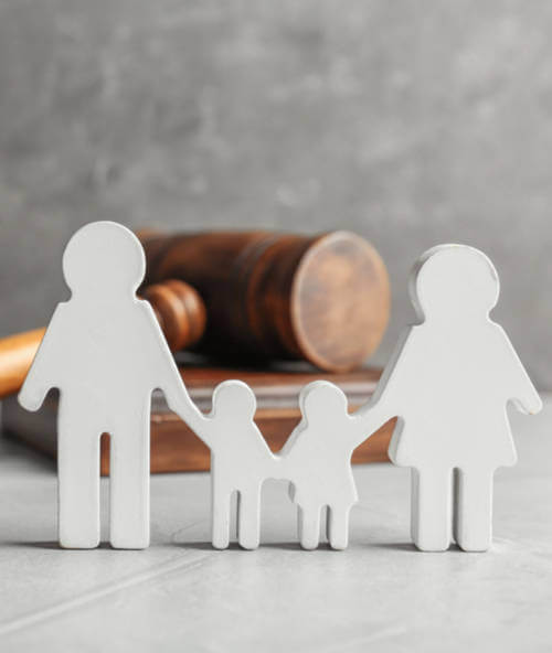 cut out of family with a lawyer's gavel